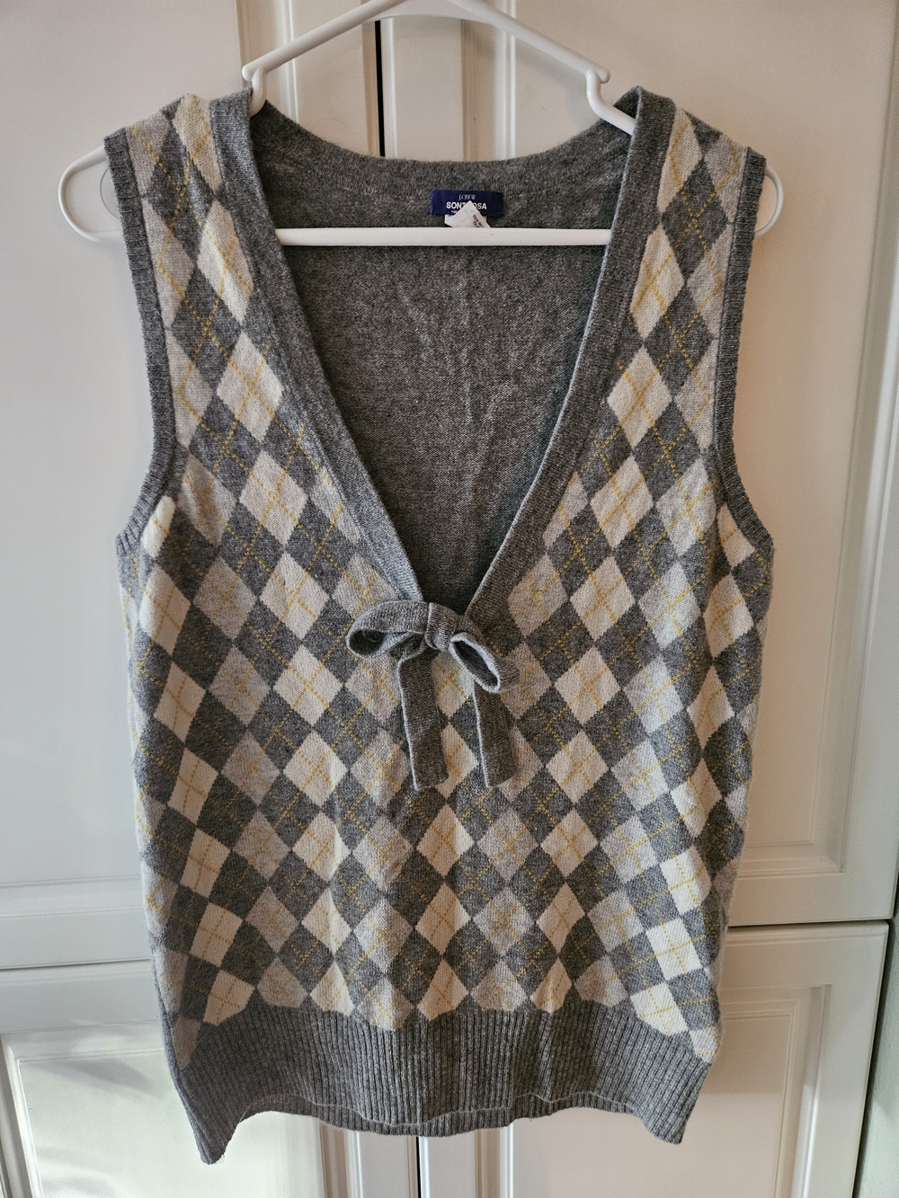 J. Crew Cashmere Gray Argyle Sweater Vest Y2k Retro Preppy Collegiate Academia